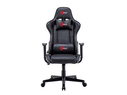 Sinox gamingstol i sort med røde syninger