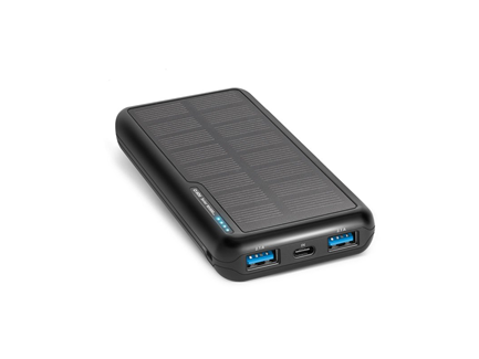 SBS powerbank med solceller. 10.000 mAh. Sort