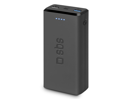 SBS hurtigtopladende powerbank. 20,000 mAh. Sort